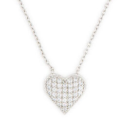 Sterling Silver Cubic Zirconia Pave Heart Pendant