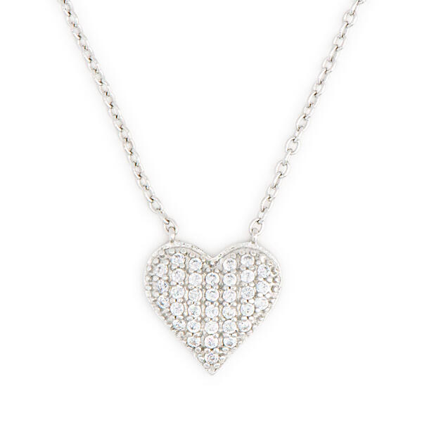 Sterling Silver Cubic Zirconia Pave Heart Pendant - image 
