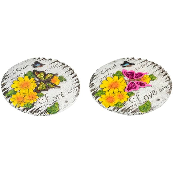 Northlight Seasonal Love Today Floral Garden Stones - Set of 2