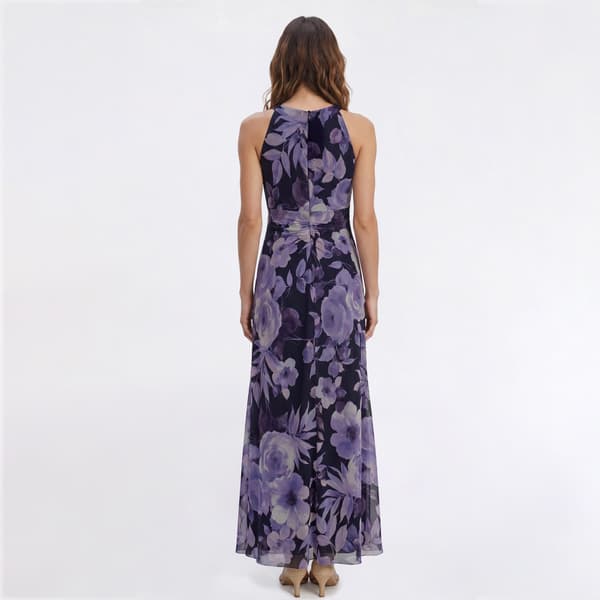 Womens Connected Apparel Rhinestone Keyhole Neck Evening Gown