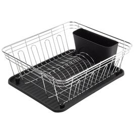 Chrome Metal Wire and Black Dish Rack