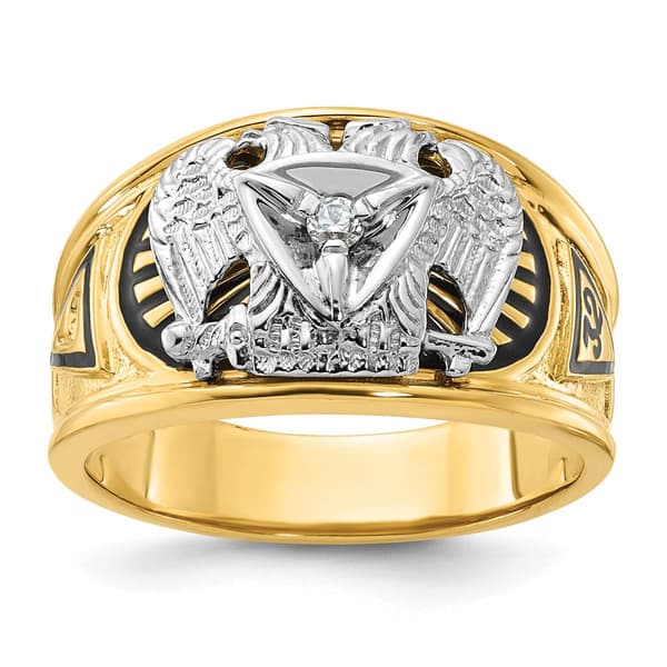 Mens Diamond Classics&#40;tm&#41; 10kt. Diamond 32nd Rite Double Eagle Ring - image 