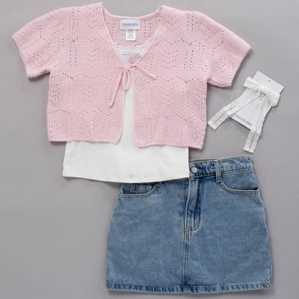 Girls (7-12) Tween Diva 3pc. Short Sleeve Cardigan & Skort Set