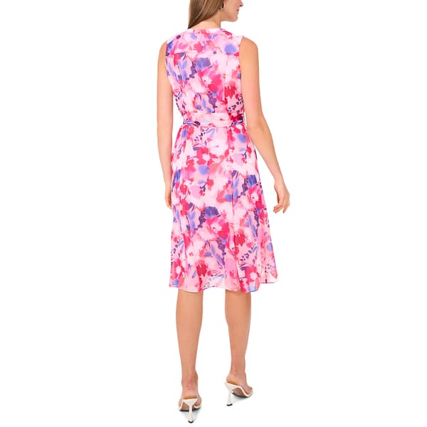 Petite MSK Sleeveless Pintuck Floral Chiffon A-Line Dress