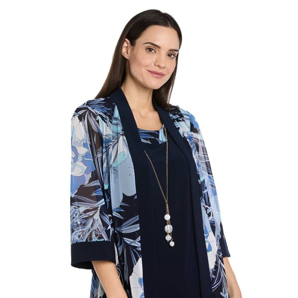 Womens R&M Richards Long Sleeve Navy Floral Jacket Dress