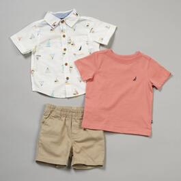Baby Boy &#40;12-24M&#41; Nautica 3pc. Button Up Tee & Woven Shorts Set