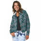 Juniors No Comment Plaid Box Fit Flannel Hooded Jacket - image 1