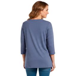 Petite Hasting & Smith 3/4 Sleeve V Neck Floral Embroidery Tee