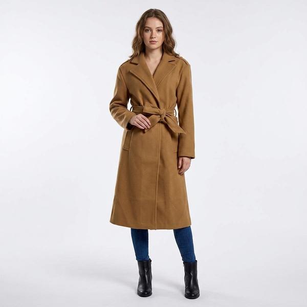 Juniors Love Tree Belted Faux Wool Trench Coat - image 