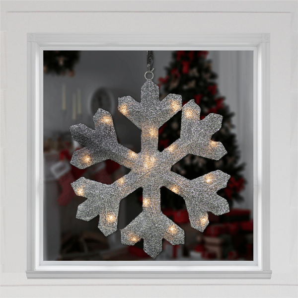 Northlight Lighted Tinsel Snowflake Christmas Window Decoration