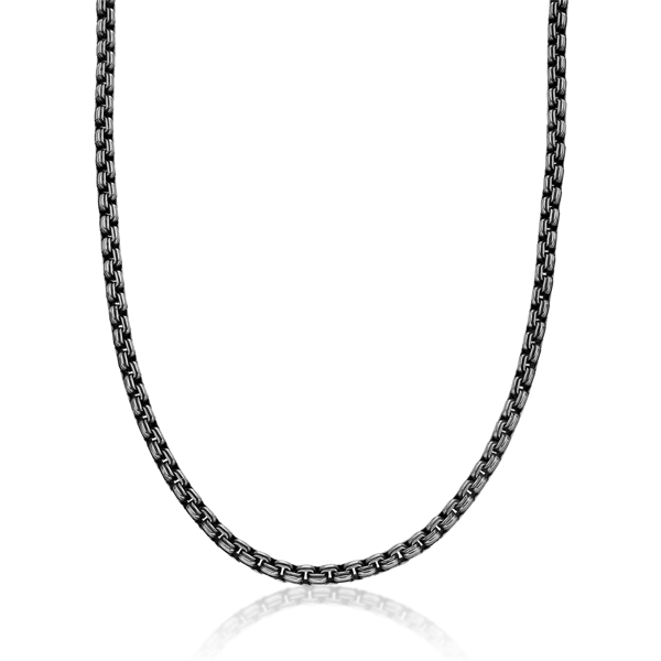 Mens Lynx Stainless Steel Round Box Chain Necklace & Bracelet Set