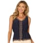 Womens Democracy Button Front Peplum Embroidery Tank Top - image 1