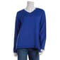 Womens Tint & Shadow Long Sleeve V Neck Button Side Slit Sweater - image 1