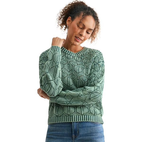 Womens CITY BLUES Long Sleeve Crew Neck Distress Sweater
