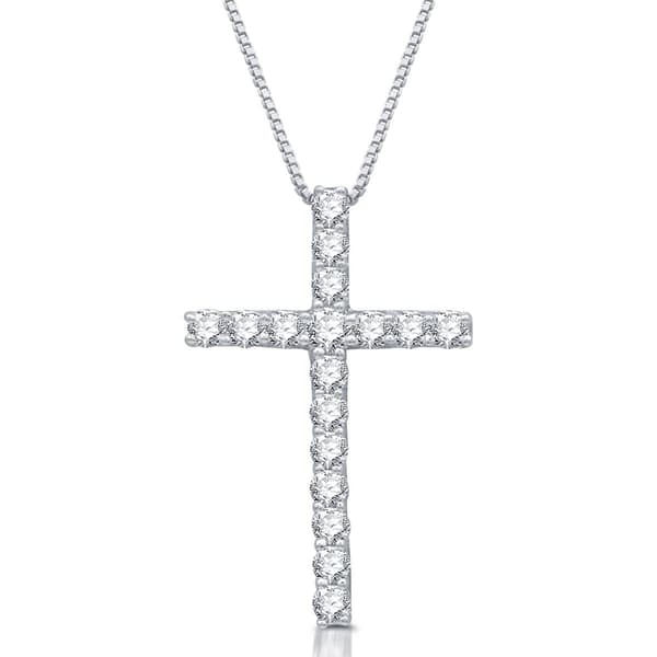 Nova Star(R) Sterling Silver 1cttw. Lab Grown Diamond Cross Pendant - image 