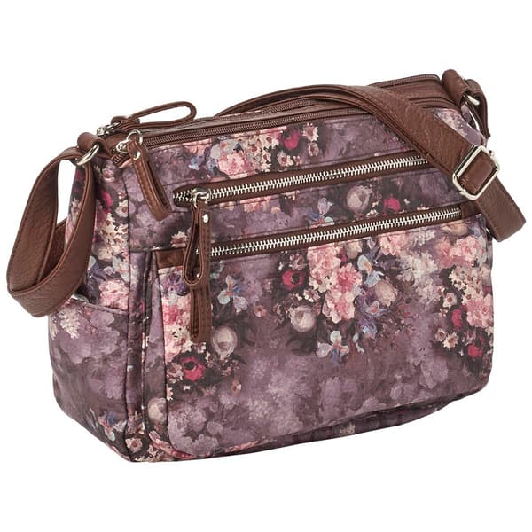 Bueno Multi Zip Camera Floral Washed Hobo - Brown/Multi