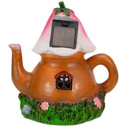 Northlight Seasonal 7in. Solar Flower Tea Pot Garden Statue