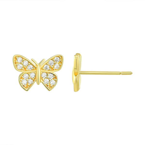 10kt. CZ Butterfly Stud Earrings - image 
