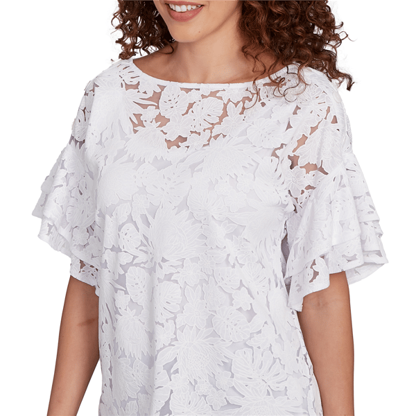 Womens Ruby Rd. Bali Bliss Flutter Sleeve Tropical Blouse