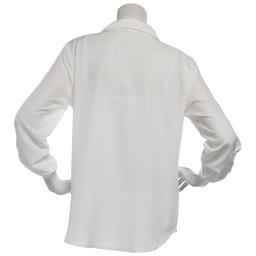 Plus Size Notations Long Sleeve Silky Solid Casual Button Down