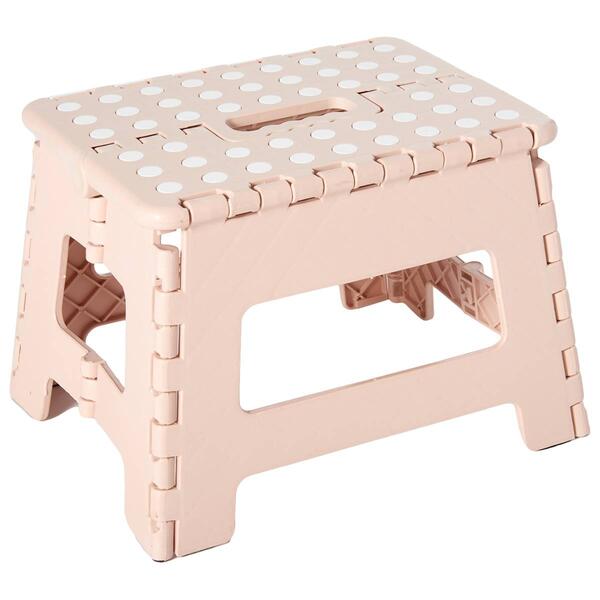 9in. Foldable Step Stool - Silver/Pink - image 
