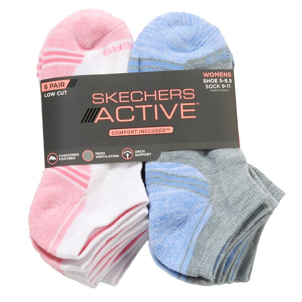 Womens Skechers 6pk. Stripe Low Cut Socks - image 