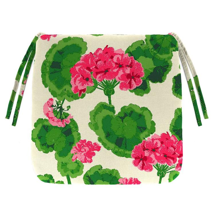 Jordan Manufacturing Geranium Floral Chair Pad Seat Cushion