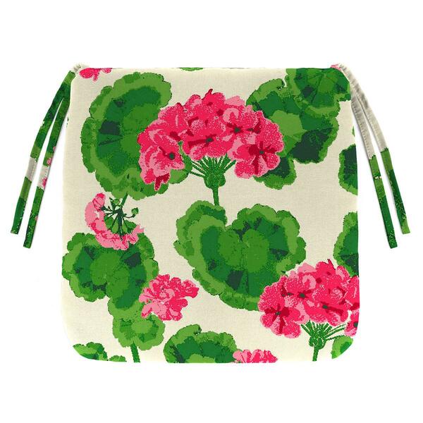 Jordan Manufacturing Geranium Floral Chair Pad Seat Cushion - image 