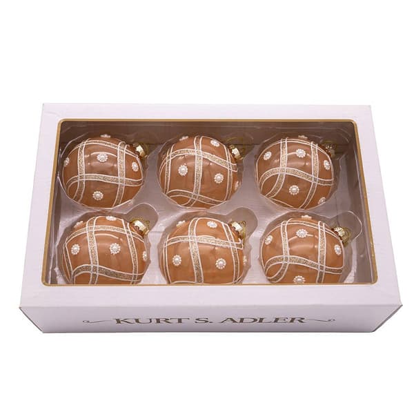 Kurt S. Adler 6pc. Champagne & Pearl Peach Glitter Ornaments Set