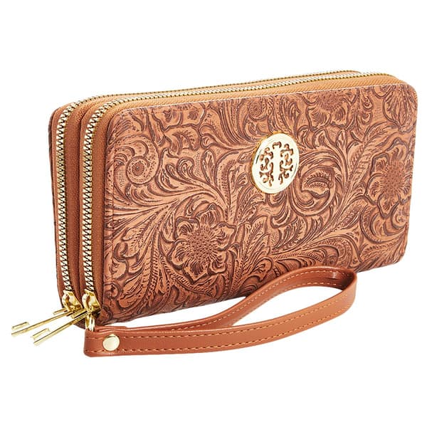 Womens Deluxity Tooled Medallion Wallet