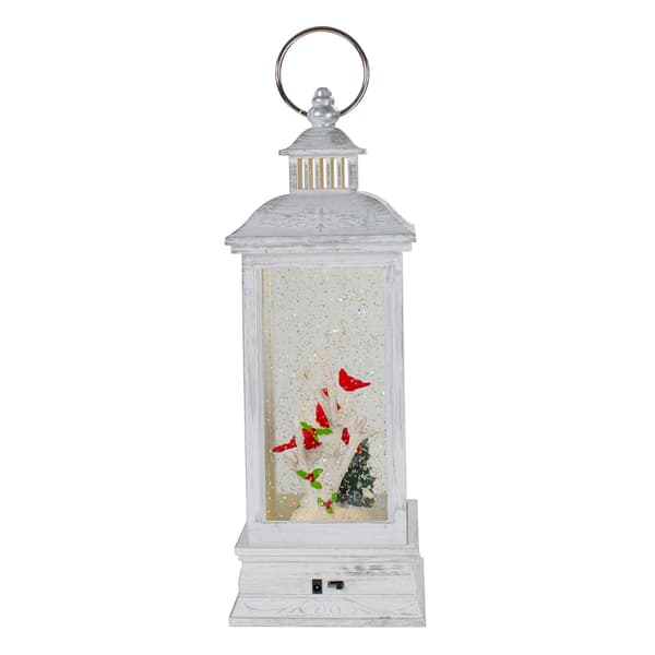 Northlight Seasonal Brushed Silver Christmas Cardinals Snow Globe