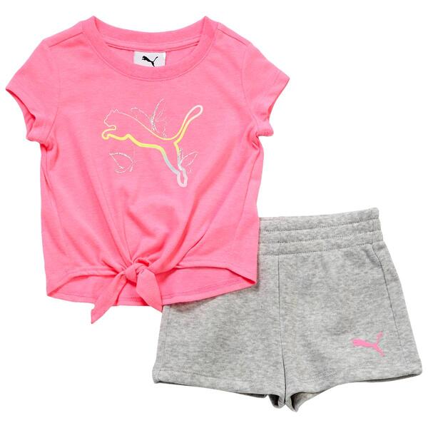 Baby Girl &#40;12-24M&#41; Puma&#40;R&#41; Butterfly Tie Front Tee & Shorts Set - image 