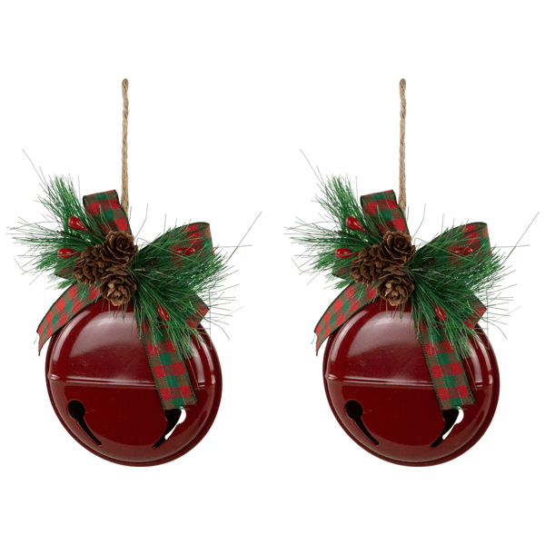 Northlight 2pk. Red Jingle Bells with Bows Christmas Ornaments