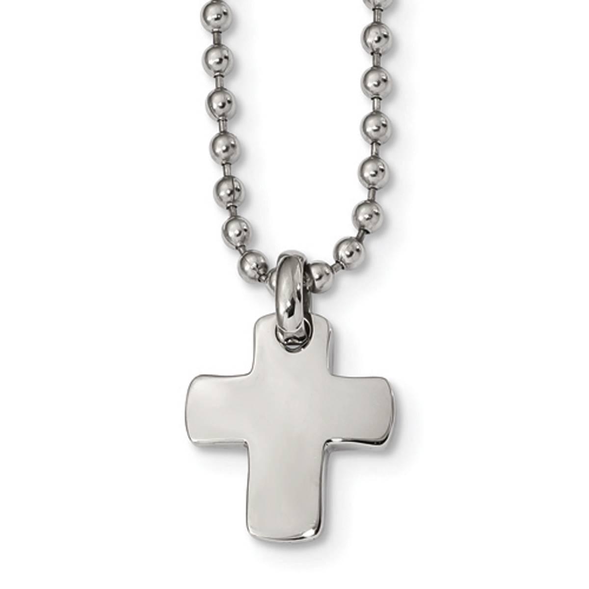 Mens Gentlemens Classics™ Steel Polished Cross Necklace