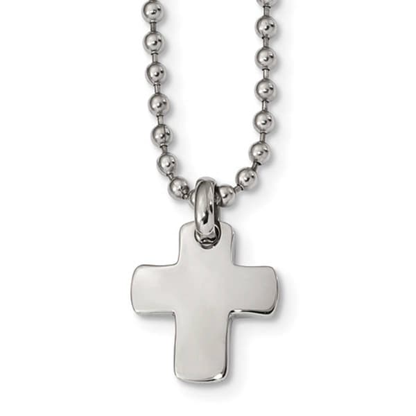 Mens Gentlemens Classics&#40;tm&#41; Steel Polished Cross Necklace - image 