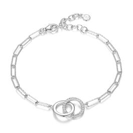 Forever Facets Sterling Silver Double Circle Link Bracelet