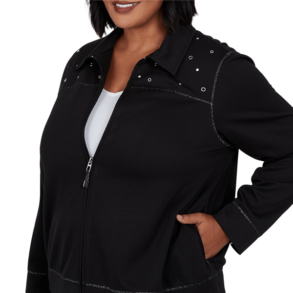 Plus Size Alfred Dunner Weekend Warrior Grommet Detail Zip Jacket - image 