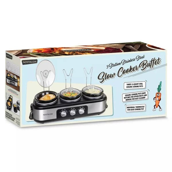 Nostalgia 1.5.Qt Oval Triple Slow Cooker