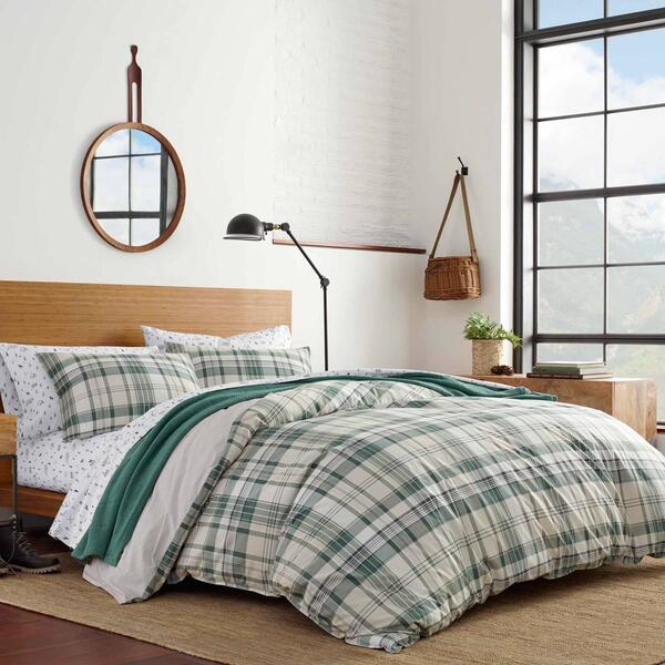Eddie Bauer Timbers Plaid Green Duvet Set - image 