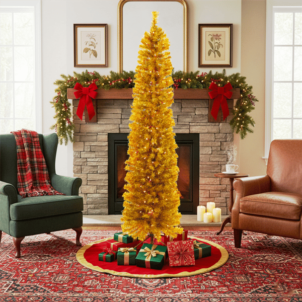 Northlight 6ft. Pre-Lit Pencil Tinsel Artificial Christmas Tree - image 