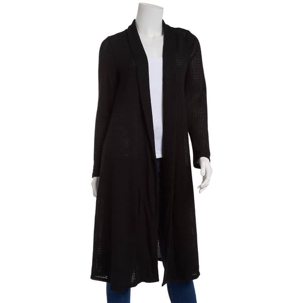 Petite NY Collection Long Sleeve Thermal Duster Cardigan