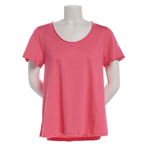 Plus Size HUE(R) Short Sleeve Scoop Neck Rosette Tee - image 