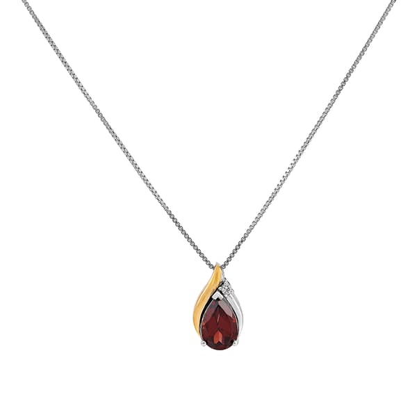 Gemstone Classics&#40;tm&#41; 10kt. Garnet & White Topaz Pendant