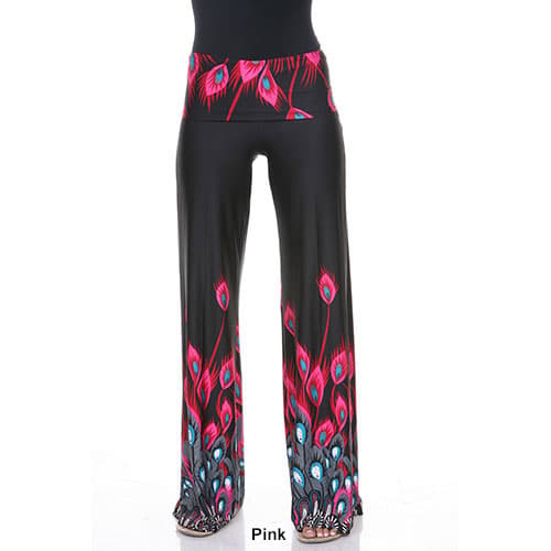 Womens White Mark Print Palazzo Pants - Peacock