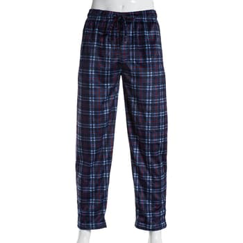 Mens Preswick & Moore Plaid Silky Fleece Pajama Pants - Navy/Red - Boscov's