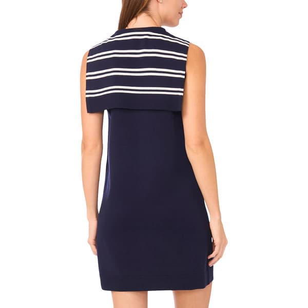 Womens MSK Stripe Tie Neck Sweater Dress