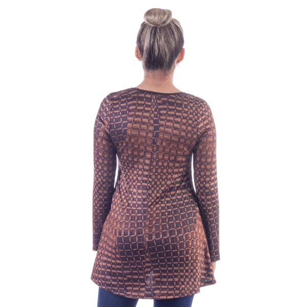 Womens 24/7 Comfort Apparel Brown Long Sleeve Tunic Top