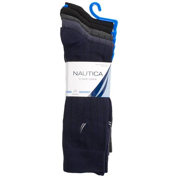 Mens Nautica 5pk. Ribbed Crew Solid Dress Socks - image 