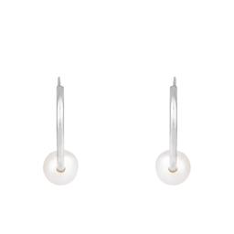 Splendid Pearls 14kt. White Gold Pearl 14mm Hoop Earrings