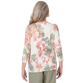 Womens Alfred Dunner Tuscan Sunset Placed Floral Texture Blouse